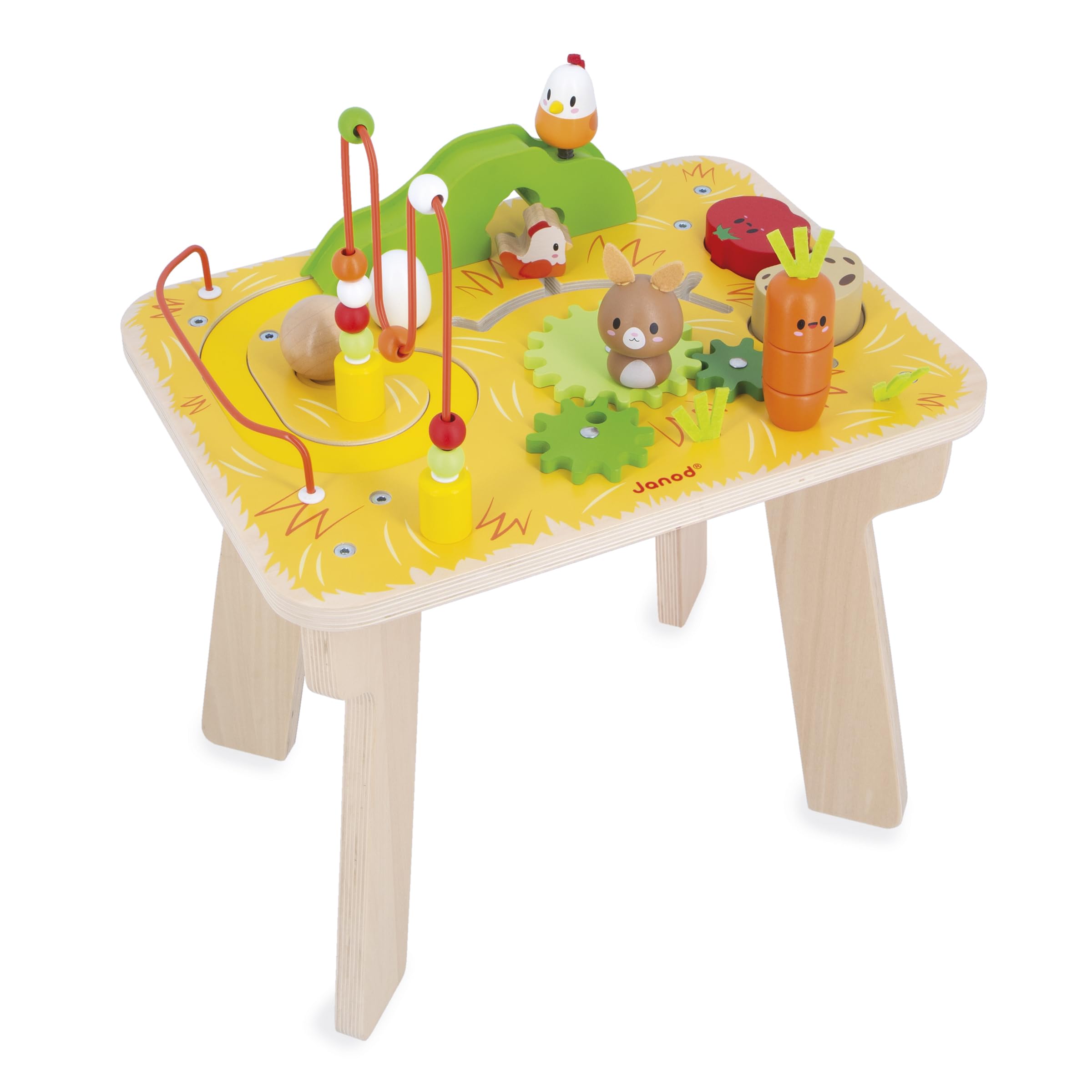 janod テーブル Amazon.com: Janod - Wooden Activity Table Farm Theme - 8